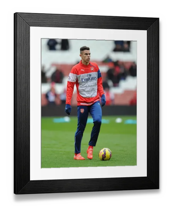 Framed Print : Gabriel Prepares for Arsenal's Clash Against Aston Villa, Premier League 2015
