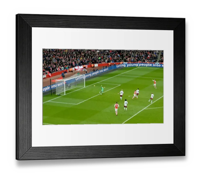 Framed Print : Theo Walcott Scores Thrilling Goal Against Aston Villa in Premier League Framed Print : Theo Walcott Scores Thrilling Goal Against Aston Villa in Premier League