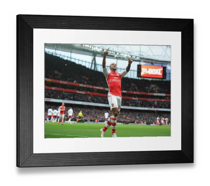 Framed Print : Theo Walcott's Hat-Trick: Arsenal Cruises Past Aston Villa in Premier League