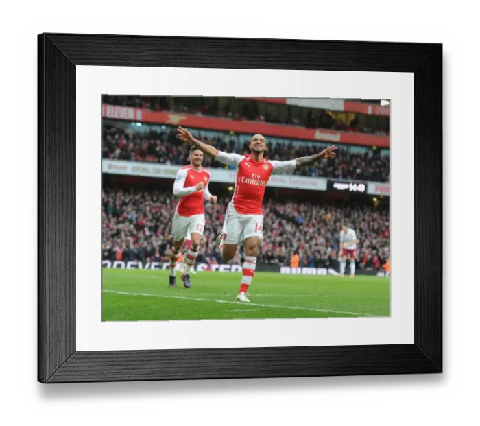 Framed Print : Theo Walcott's Hat-Trick: Arsenal's Triumph over Aston Villa, Premier League 2014-15