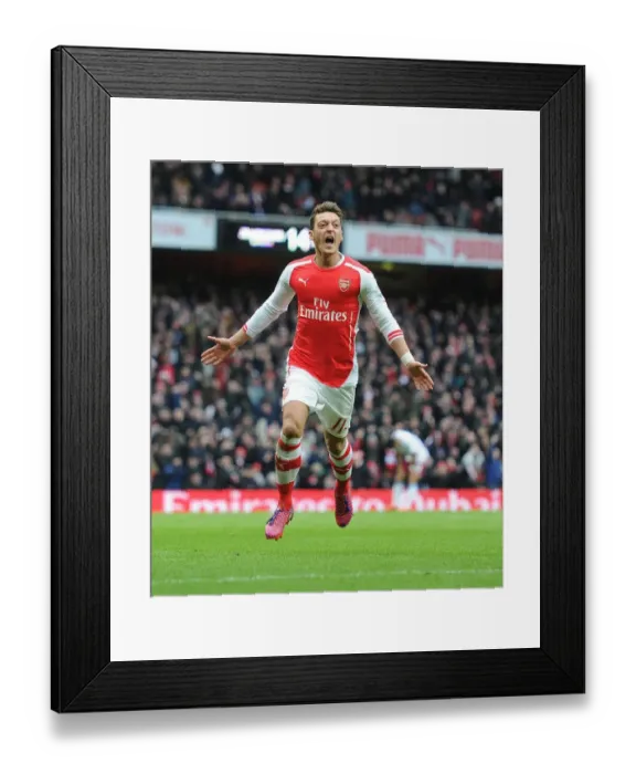 Framed Print : Mesut Ozil Scores the Decisive Goal: Arsenal's Triumph over Aston Villa, Premier League 2014-15 Framed Print : Mesut Ozil Scores the Decisive Goal: Arsenal's Triumph over Aston Villa, Premier League 2014-15
