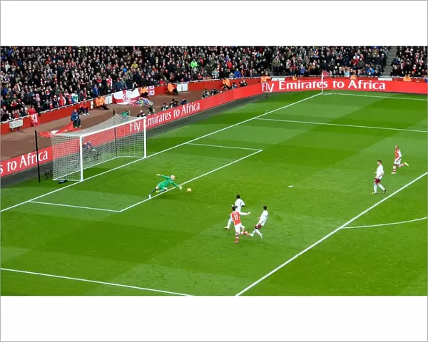 Mesut Ozil Scores the Second Goal: Arsenal vs. Aston Villa, Premier League 2014-15