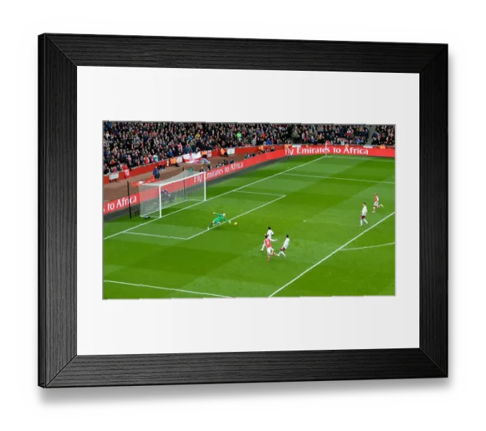 Framed Print : Mesut Ozil Scores the Second Goal: Arsenal vs. Aston Villa, Premier League 2014-15 Framed Print : Mesut Ozil Scores the Second Goal: Arsenal vs. Aston Villa, Premier League 2014-15