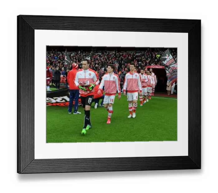 Framed Print : Arsenal Trio: Bellerin, Koscielny, and Ospina Pre-Match, Arsenal vs Aston Villa, Premier League 2014-15