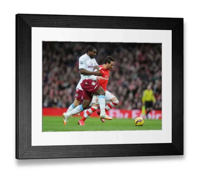 Framed Print : Santi Cazorla Dashes Past Jores Okore: Arsenal vs. Aston Villa, Premier League 2014-15