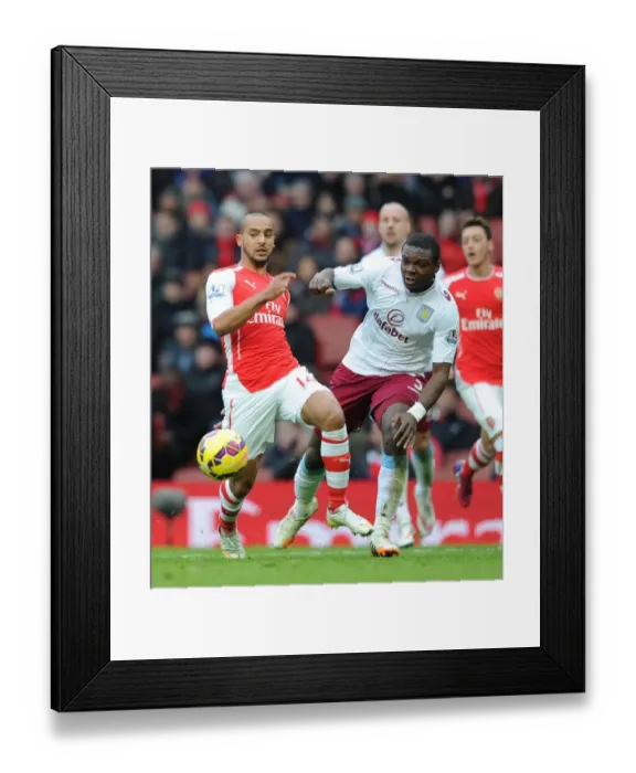 Framed Print : Theo Walcott Outmaneuvers Jores Okore: Arsenal vs Aston Villa, Premier League 2014-15
