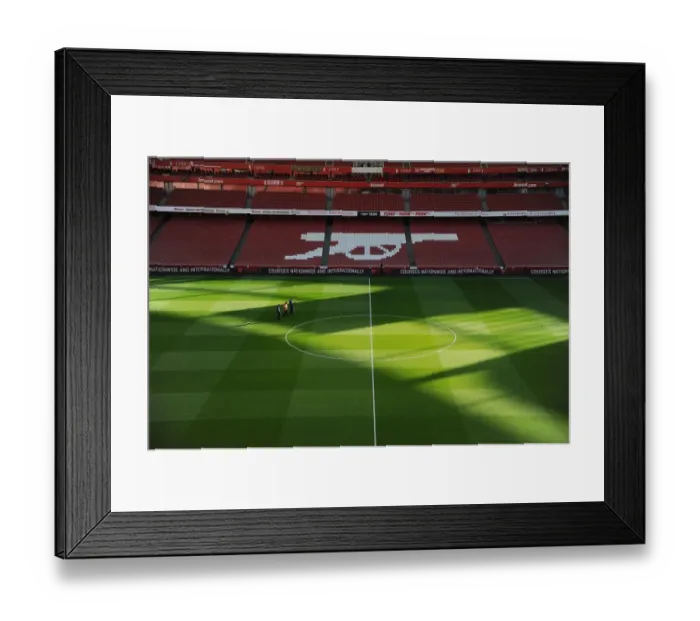 Framed Print : Arsenal's Emirates Stadium: Pre-Match Pitch Preparations