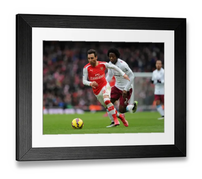 Framed Print : Santi Cazorla Outmaneuvers Carlos Sanchez: Arsenal vs Aston Villa, Premier League 2014-15