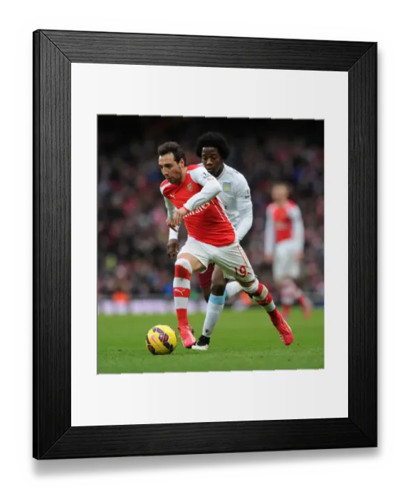 Framed Print : Santi Cazorla Outsmarts Carlos Sanchez: Arsenal vs Aston Villa, Premier League 2014-15