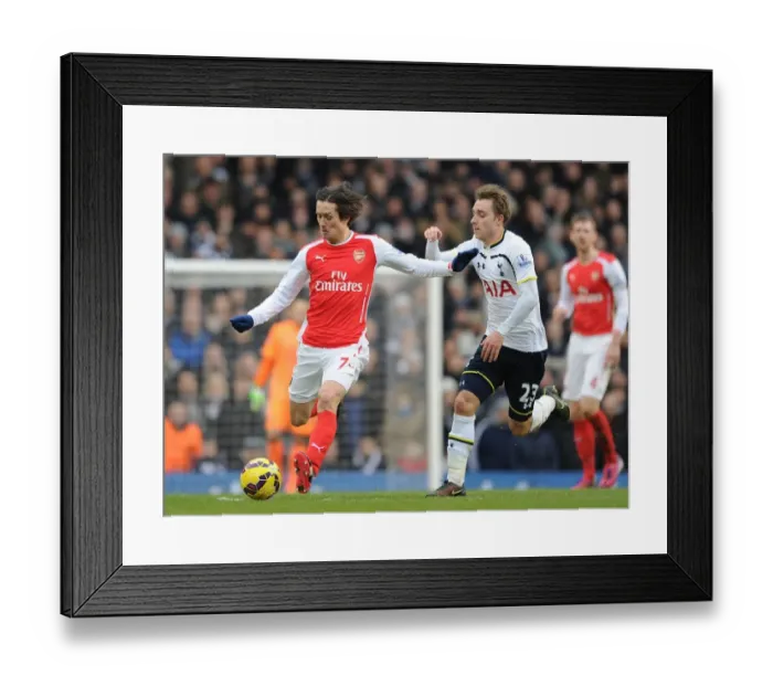 Framed Print : Arsenal's Rosicky Outmaneuvers Spurs Eriksen in Intense Premier League Clash