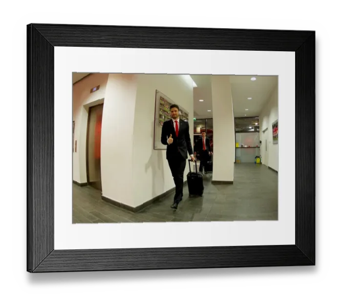 Framed Print : Arsenal's Olivier Giroud Approaches Emirates Stadium for Arsenal v Leicester City Premier League Clash, 2015