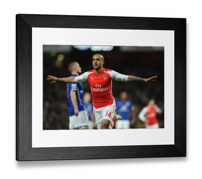 Framed Print : Arsenal's Theo Walcott Scores Second Goal vs. Leicester City (2015) Framed Print : Arsenal's Theo Walcott Scores Second Goal vs. Leicester City (2015)