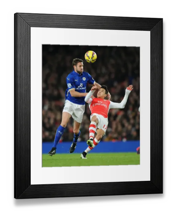 Framed Print : Arsenal vs Leicester City: Sanchez Foul by Upson (Premier League, 2014-15)