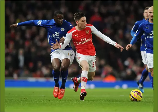 Arsenal's Bellerin Outruns Leicester's Schlupp in Premier League Clash