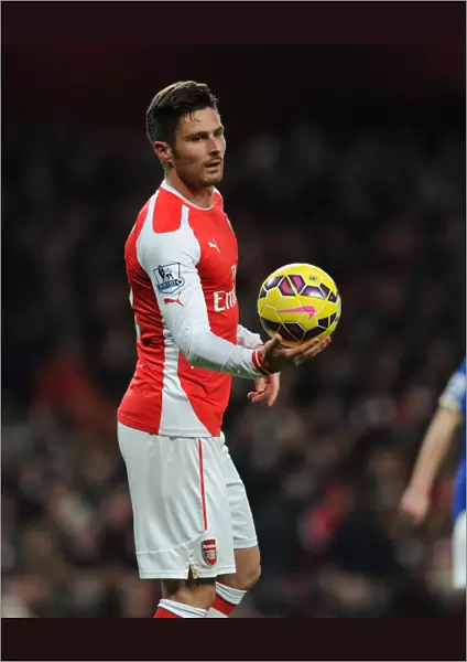 Arsenal's Olivier Giroud in Action against Leicester City, Premier League 2014-15