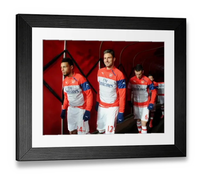 Framed Print : Arsenal Players Francis Coquelin and Olivier Giroud in the Tunnel Before Arsenal v Leicester City, Premier League 2015 Framed Print : Arsenal Players Francis Coquelin and Olivier Giroud in the Tunnel Before Arsenal v Leicester City, Premier League 2015
