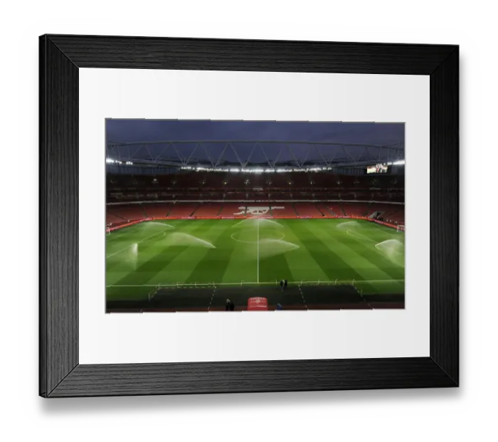 Framed Print : Pre-Match Pitch Preparation at Emirates Stadium: Arsenal vs Leicester City, 2015