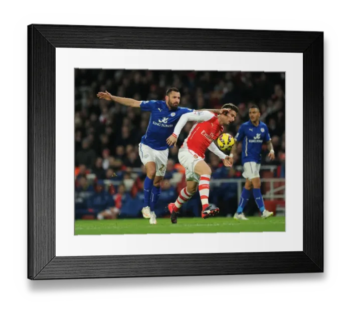 Framed Print : Arsenal vs Leicester City: Giroud vs Wasilewski Battle in the Premier League Framed Print : Arsenal vs Leicester City: Giroud vs Wasilewski Battle in the Premier League
