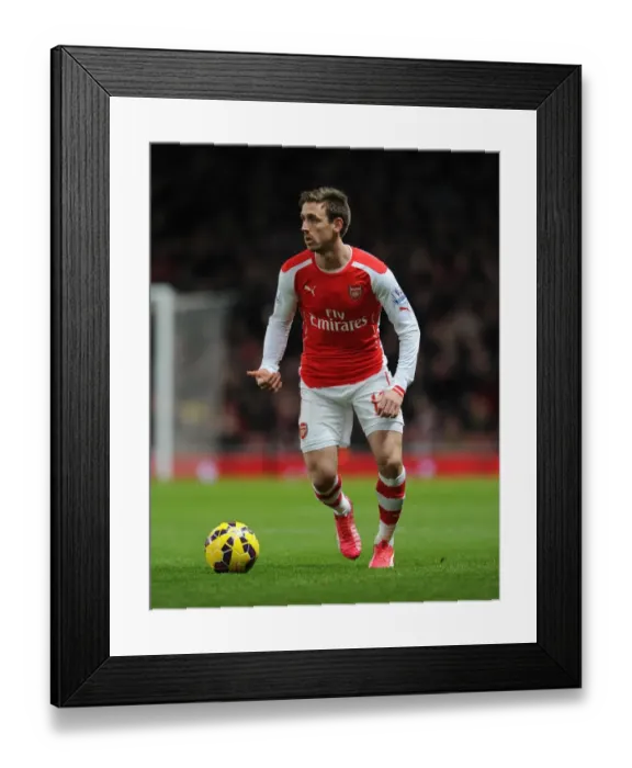 Framed Print : Nacho Monreal (Arsenal). Arsenal 2: 1 Leicester City. Barclays Premier League. Emirates Stadium