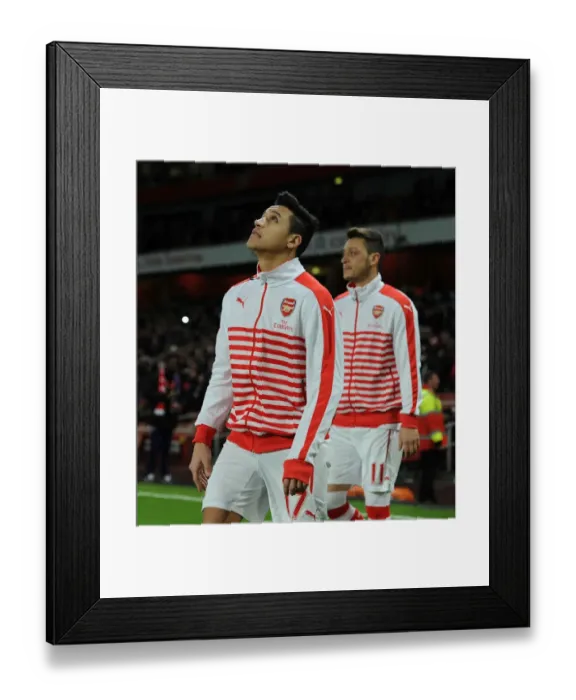 Framed Print : Arsenal's Star Duo: Sanchez and Ozil Before Arsenal v Leicester City (2015)