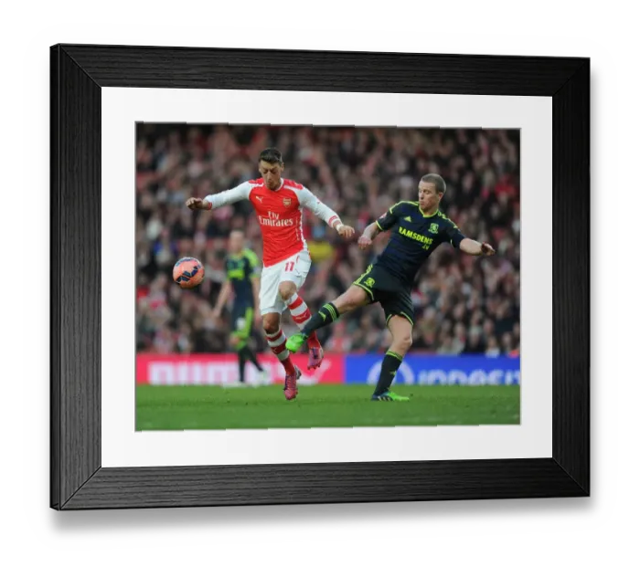 Framed Print : Arsenal vs Middlesbrough: FA Cup Clash - Ozil vs Leadbitter Battle