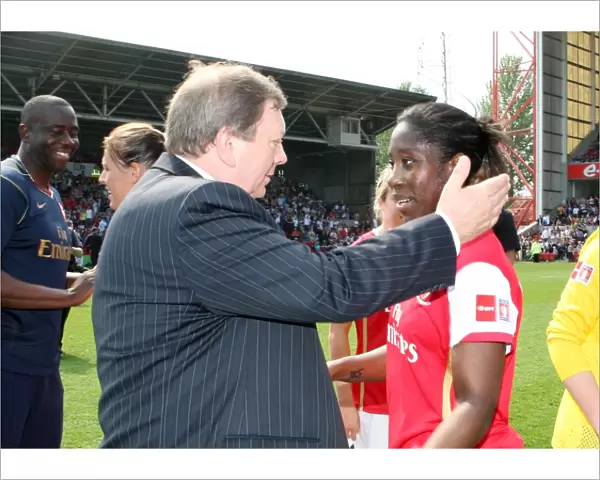 Vic Akers the Arsenal Ladis manager with Anita Asante (Arsenal) after the match