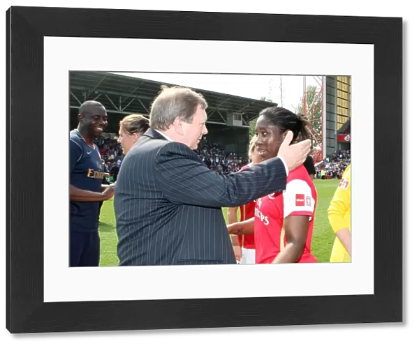Vic Akers the Arsenal Ladis manager with Anita Asante (Arsenal) after the match