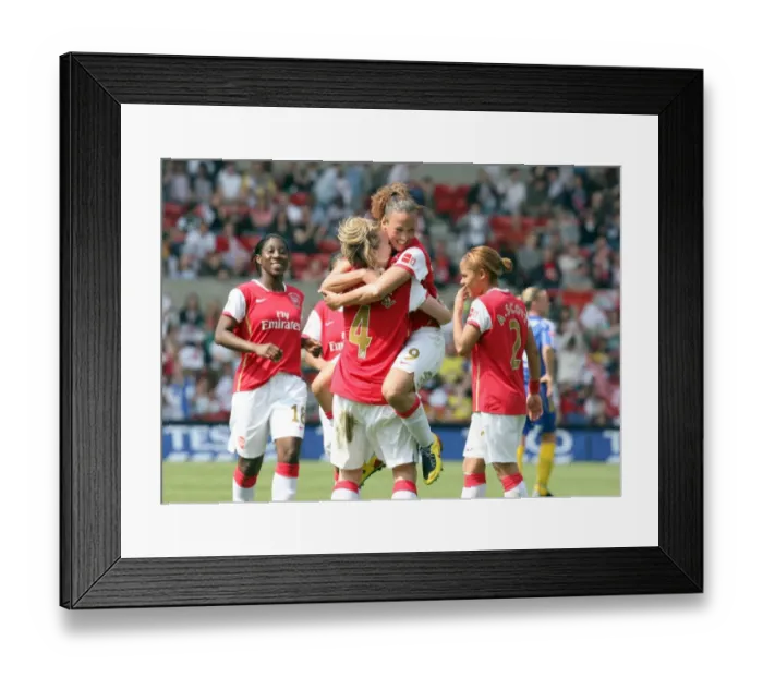 Framed Print : Arsenal Ladies Celebrate Second Goal: Jayne Ludlow and Lianne Sanderson in FA Womens Cup Final Victory