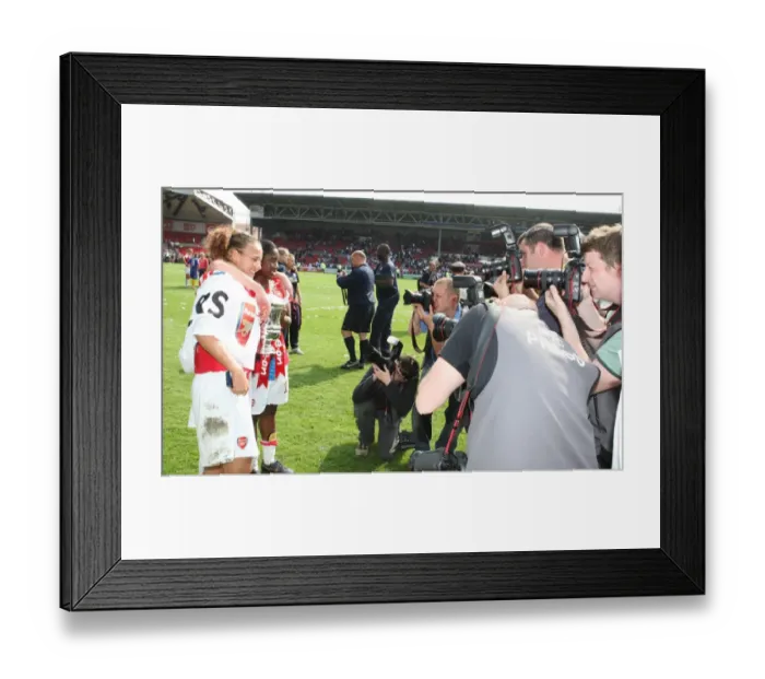 Framed Print : Lianne Sandersona and Anita Asante (Arsenal) pose for their photo Framed Print : Lianne Sandersona and Anita Asante (Arsenal) pose for their photo