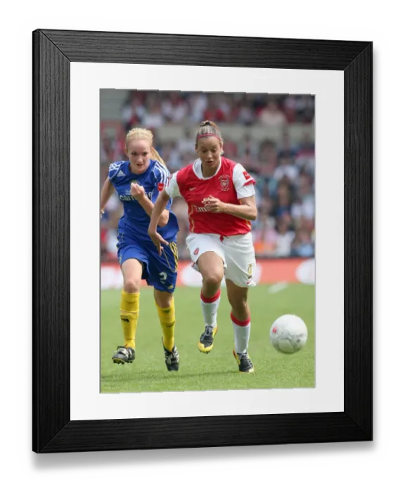 Framed Print : Arsenal's Lianne Sanderson and Sophie Bradley Clash in FA Womens Cup Final Showdown: Arsenal 4-1 Leeds at The City Ground (2008) Framed Print : Arsenal's Lianne Sanderson and Sophie Bradley Clash in FA Womens Cup Final Showdown: Arsenal 4-1 Leeds at The City Ground (2008)