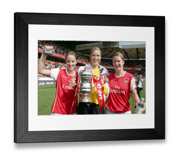 Framed Print : Arsenal Ladies Triumph: Yvonne Tracy, Emma Byrne, and Ciara Grant with the FA Cup Framed Print : Arsenal Ladies Triumph: Yvonne Tracy, Emma Byrne, and Ciara Grant with the FA Cup