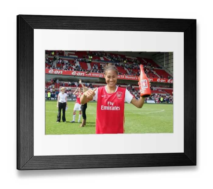 Framed Print : Rachel Yankey (Arsenal) celebrates after the match Framed Print : Rachel Yankey (Arsenal) celebrates after the match