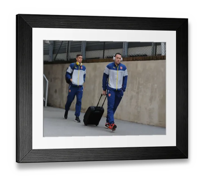 Framed Print : Arsenal Players Gabriel and Ospina Arrive at Selhurst Park Ahead of Crystal Palace Match (2015)