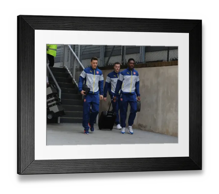 Framed Print : Arsenal Players Arrive at Selhurst Park Ahead of Crystal Palace Match, 2014-15 Season