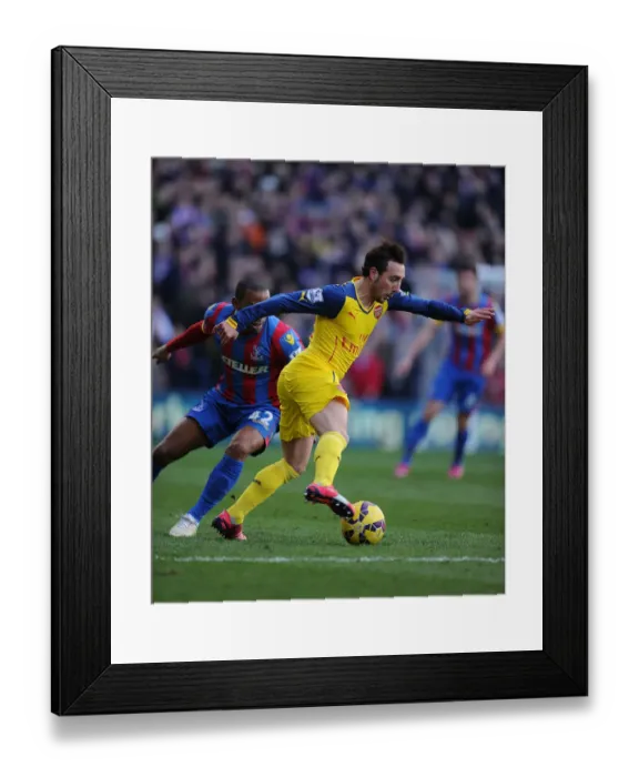 Framed Print : Santi Cazorla Dashes Past Jason Puncheon: Crystal Palace vs Arsenal, Premier League 2014-15