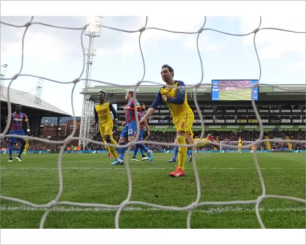 Santi Cazorla celebrates scoring Arsenals 1st goal. Crystal Palace 1: 2 Arsenal