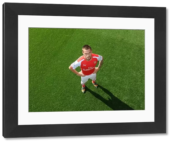 Arsenal Football Club: Mathieu Debuchy at 2014-15 First Team Photocall, Emirates Stadium
