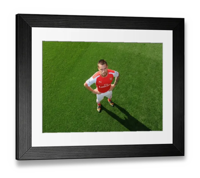Framed Print : Arsenal Football Club: Mathieu Debuchy at 2014-15 First Team Photocall, Emirates Stadium