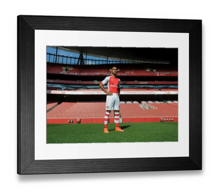 Framed Print : Theo Walcott (Arsenal). Arsenal 1st Team Photocall. Emirates Stadium, 7  /  8  /  14. Credit