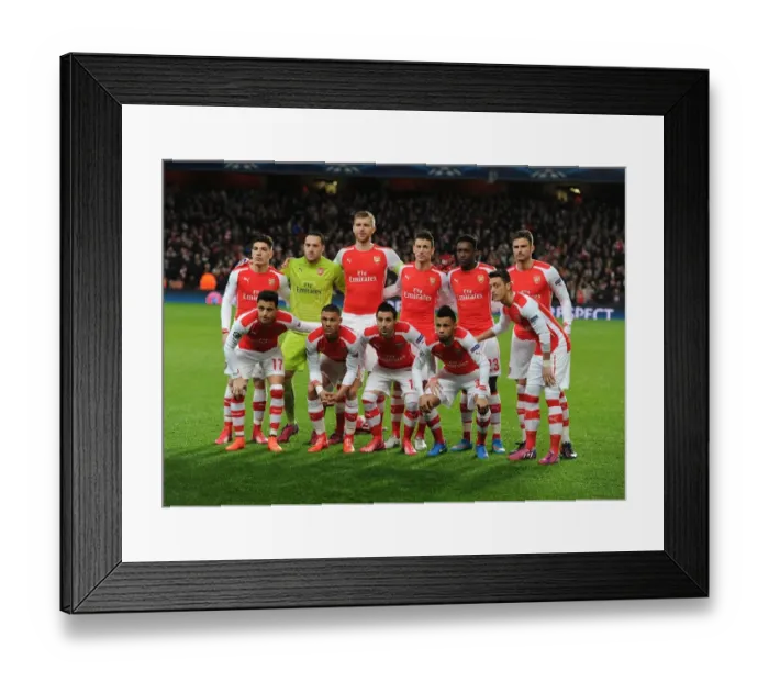 Framed Print : Arsenal vs AS Monaco: Champions League Showdown - Arsenal's Team Line-up at Emirates Stadium (2015)