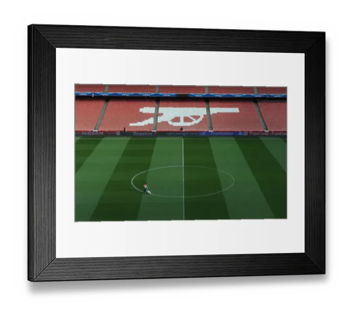 Framed Print : Arsenal's Prepared Emirates Stadium for Monaco Clash (2015): A Closer Look at the Marked Pitch Framed Print : Arsenal's Prepared Emirates Stadium for Monaco Clash (2015): A Closer Look at the Marked Pitch