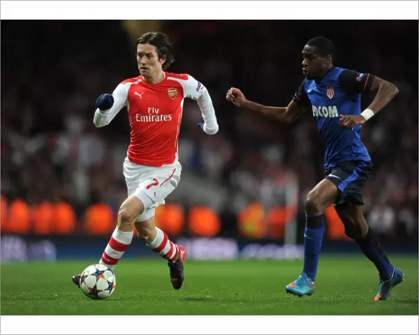 Tomas Rosicky (Arsenal) Geoffrey Kondogbia (Monaco). Arsenal 1: 3 AS Monaco. UEFA Champions League