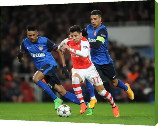 Arsenal's Alexis Sanchez Faces Off Against Monaco's Nabil Dirar and Anthony Martial in UEFA Champions League Showdown