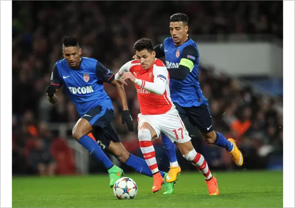 Arsenal's Alexis Sanchez Faces Off Against Monaco's Nabil Dirar and Anthony Martial in UEFA Champions League Showdown