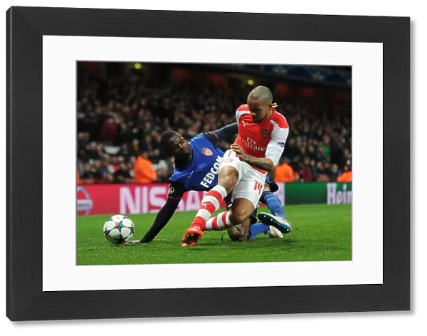 Theo Walcott (Arsenal) Elderson (Monaco). Arsenal 1: 3 AS Monaco. UEFA Champions League