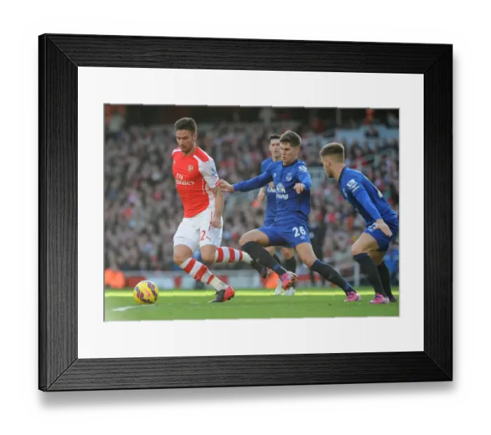 Framed Print : Intense Battle: Giroud vs Stones & Garbutt - Arsenal vs Everton, Premier League 2015