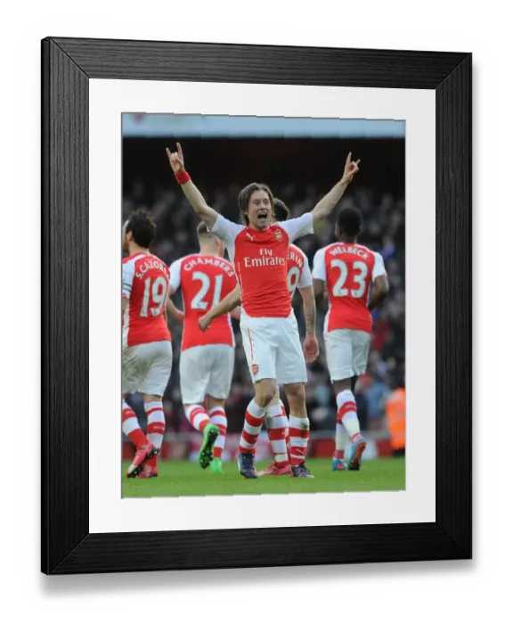 Framed Print : Tomas Rosicky's Brilliant Double: Arsenal's Victory Over Everton in the Premier League, 2015