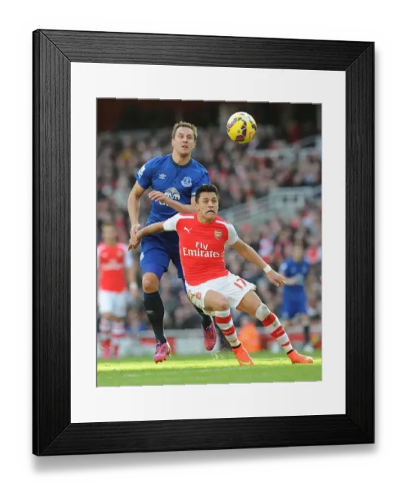 Framed Print : Intense Battle: Sanchez Holds Off Jagielka in Arsenal vs. Everton Clash Framed Print : Intense Battle: Sanchez Holds Off Jagielka in Arsenal vs. Everton Clash