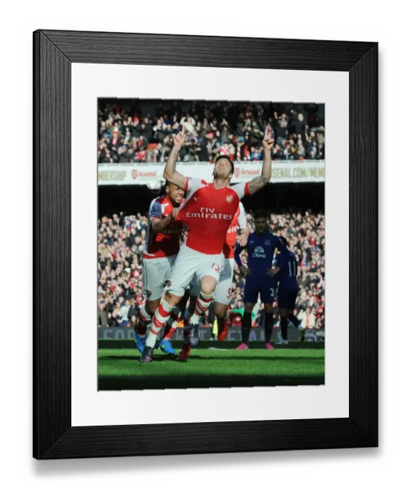 Framed Print : Olivier Giroud's Goal: Arsenal vs. Everton, Premier League 2014-15