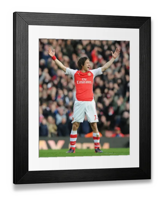 Framed Print : Arsenal's Rosicky Scores Second Goal Against Everton in 2014-15 Premier League